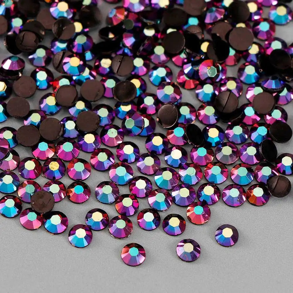 DIY Nail Art Rhinestones Set - Round AB Resin Glitter Stones for Manicure