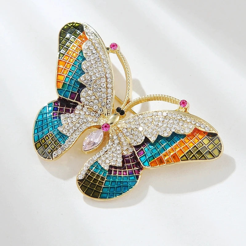 Colorful Rhinestone Butterfly Brooch for Women Casual Party Office Jewelry