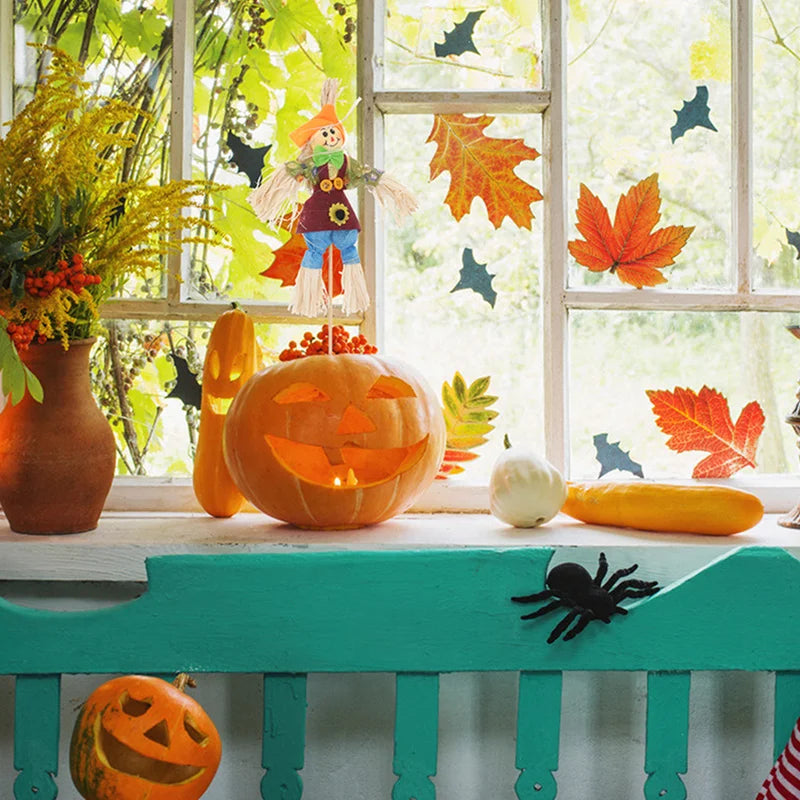 Halloween Garden Scarecrow Decor Set - 4 Mini Animated Autumn Yard Ornaments