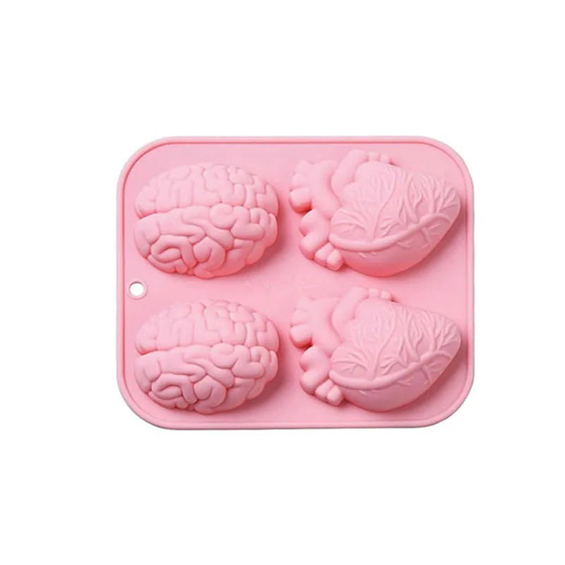 Human Heart & Brain Silicone Molds for Halloween Candy & Cake Decoration