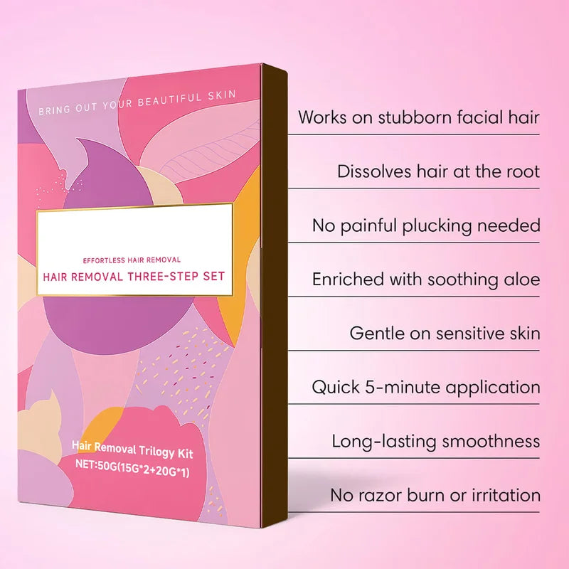 Facial Hair Remover Cream Kit for Women - Gentle, Quick 15-Minute Removal on Face & Chin