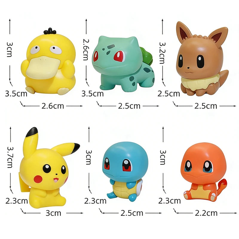 Mini Anime Pokemon Figures Set - Pikachu Bulbasaur Charmander Munchlax Toys