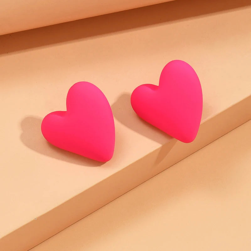Candy Color Acrylic Heart Geometric Earrings - Simple Party Jewelry for Women