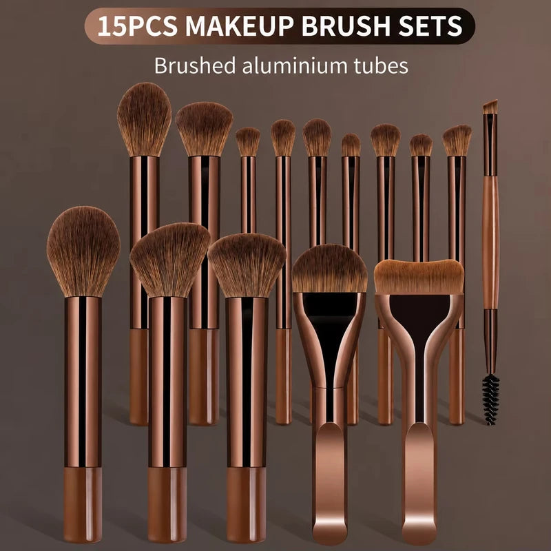 14-Piece Makeup Brush Set with Sponges & Makeup Bag - Eco-Friendly Handles