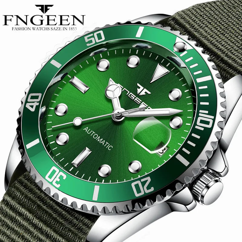 Luxury Automatic Skeleton Men Watch with Luminous Hands and Diamond Accents
