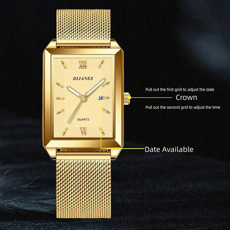 Men's Luxury Ultra-Thin Quartz Sports Watch with Stainless Steel Mesh Band