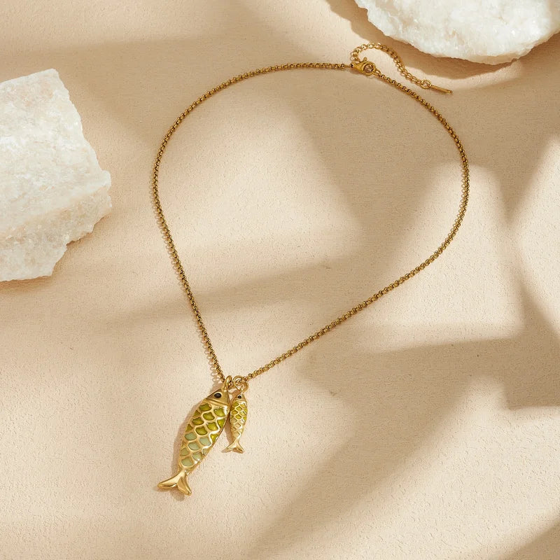 Colorful Fish Pendant Necklace - Trendy Waterproof Jewelry Gift