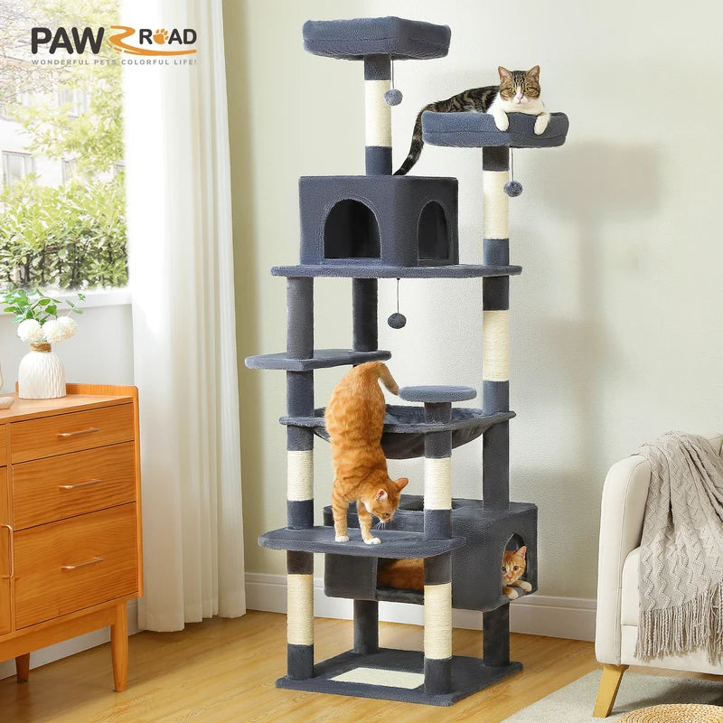 Large Multi-Level Cat Tree Tower with Sisal Scratching Posts, Spacious Condos and Perches