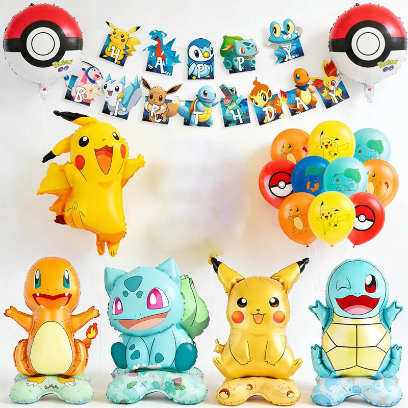 Kids Party Balloon Kit Pikachu Genies Turtle Birthday Decorations Set