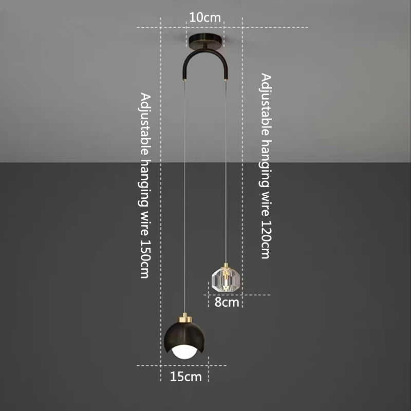 Modern Crystal Pendant Light for Living Room Bedroom Nordic Style Hanging Lamp