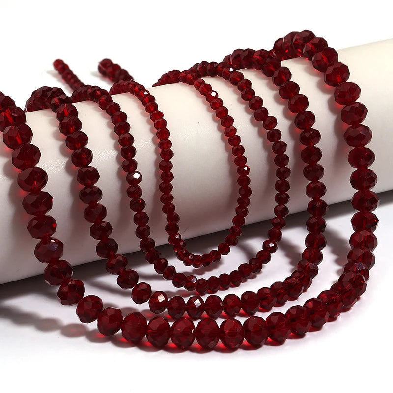 Glass Beads for Jewelry Making - Pomegranate Red Faceted Crystal Loose Beads