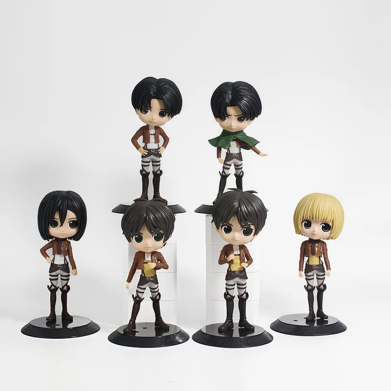 Anime Attack on Titan Action Figures - Eren Levi Mikasa 14cm PVC Toy Set