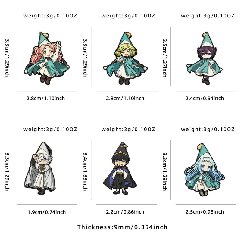6pc Witch Hat Enamel Pin Set for Cosplay & Magical Accessories