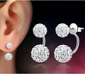 925 Sterling Silver Ladies Stud Earrings U Bend Shambhala Ball Jewelry