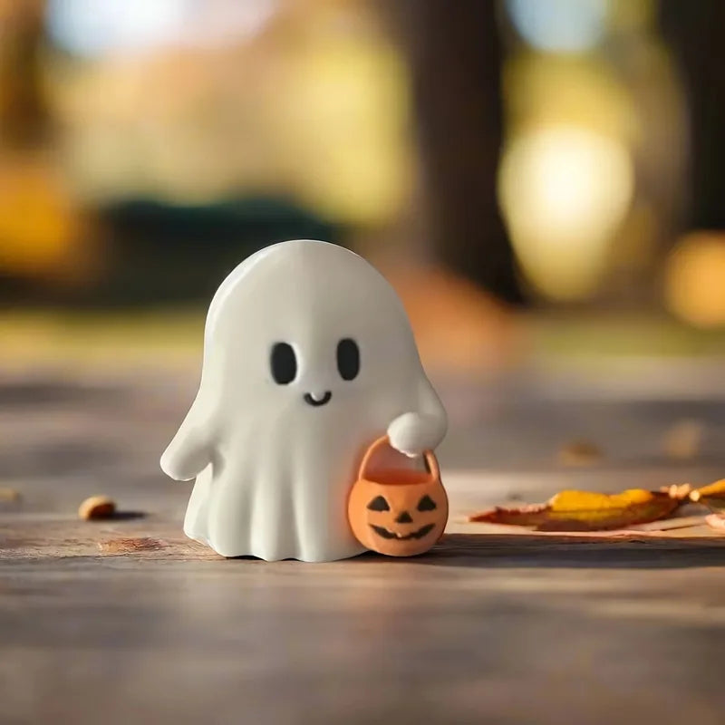 Cute Anime Pumpkin Statue 1/2Pcs Halloween Home Decor Lanterns - Light Grey & Green
