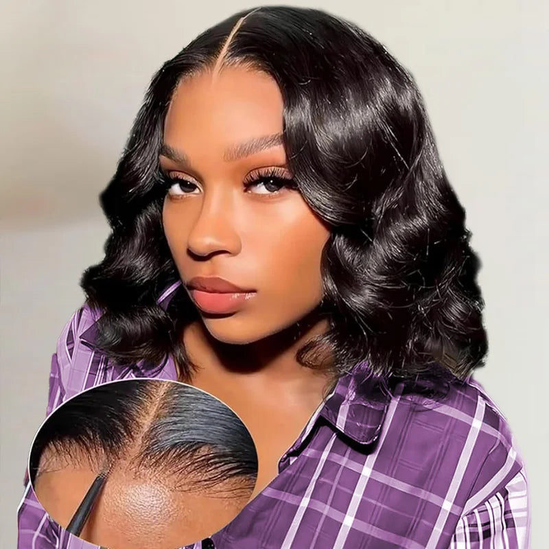 Glueless Bob Wigs Human Hair Short Body Wave Lace Front Wigs for Women