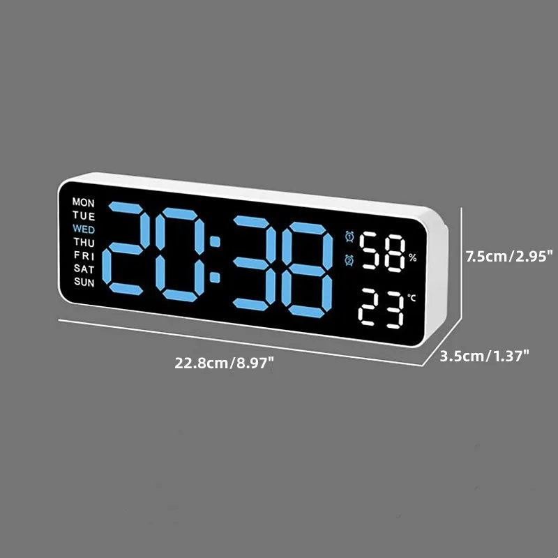 10-Inch Digital Wall & Desk Clock with Alarm, Thermometer, Calendar & Night Light