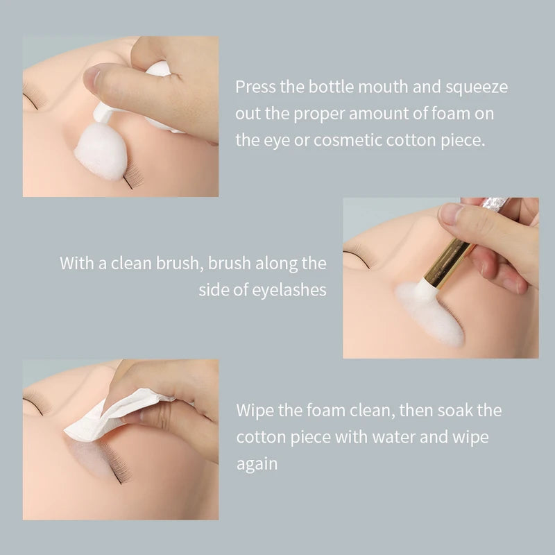 Eyelash Foam Cleanser 60ml No Tears Fruit Scent Lash Extension Shampoo Pump Bottle