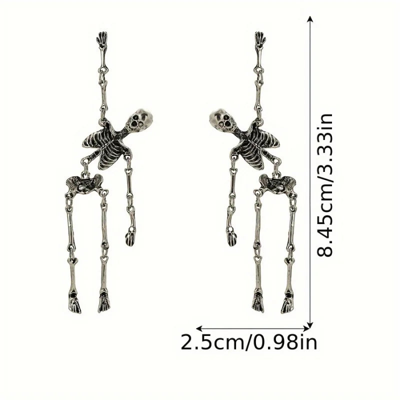 Halloween Skull Earrings Unisex Skeleton Jewelry Party Gift Silver or Gold Color