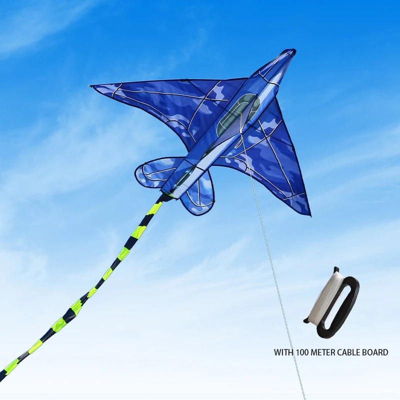 Outdoor Flying Kite with Handle and 100m Line - Blue Camouflage, 145x115cm