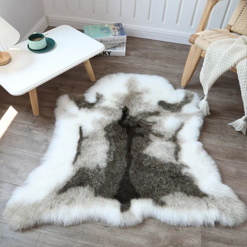 Minimalist Faux Reindeer Fur Carpet Floor Mat Bedroom Blanket Washable Bedside Rug