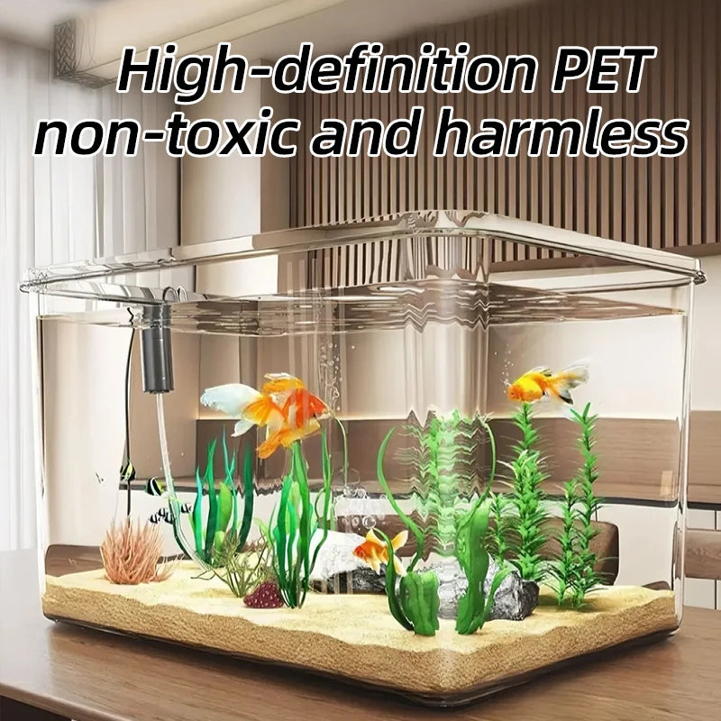 Clear Desktop Fish Tank for Office & Home Decor - Rectangular Bare Aquarium