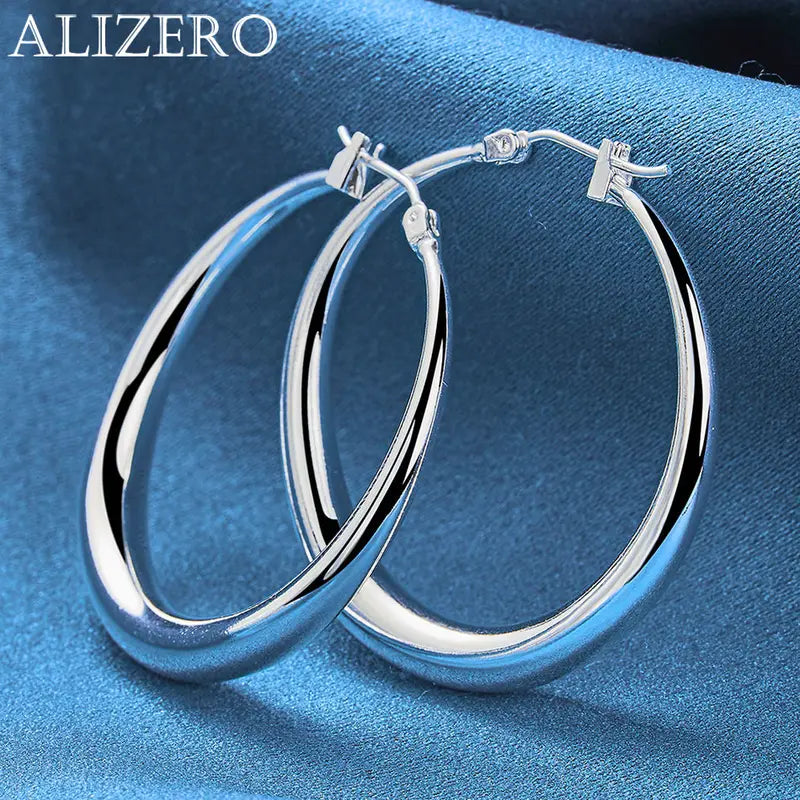 Sterling Silver Hoop Earrings for Women - Elegant Round Circle Jewelry
