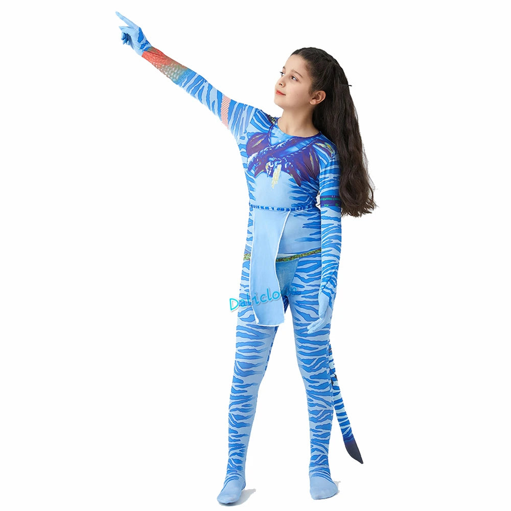 Kids Avatar Halloween Costume Bodysuit for Girls and Boys - Water of Water Tail Cosplay