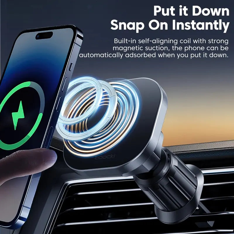 Magnetic Wireless Car Charger Holder 15W Fast Charging for iPhone 12-15