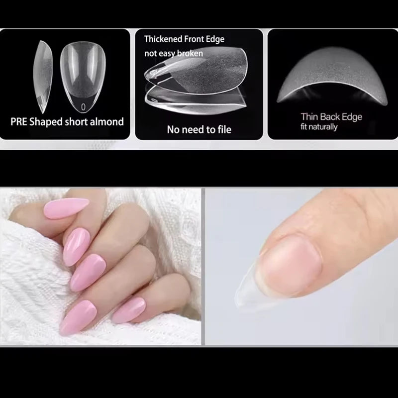 240 Pieces Half-Matte XXS Almond-Shaped Full Cover Soft Gel Nail Tips - Extra Short Nail Bed