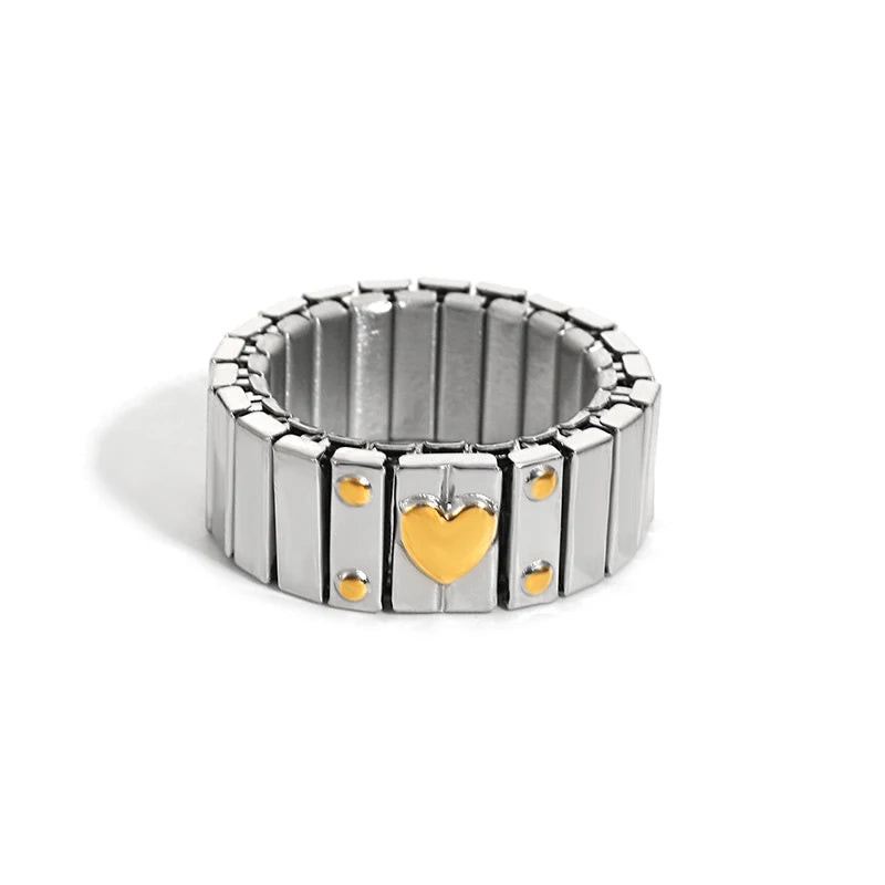 Heart Rings for Women & Men Stainless Steel Jewelry Couple Gift Gold Silver