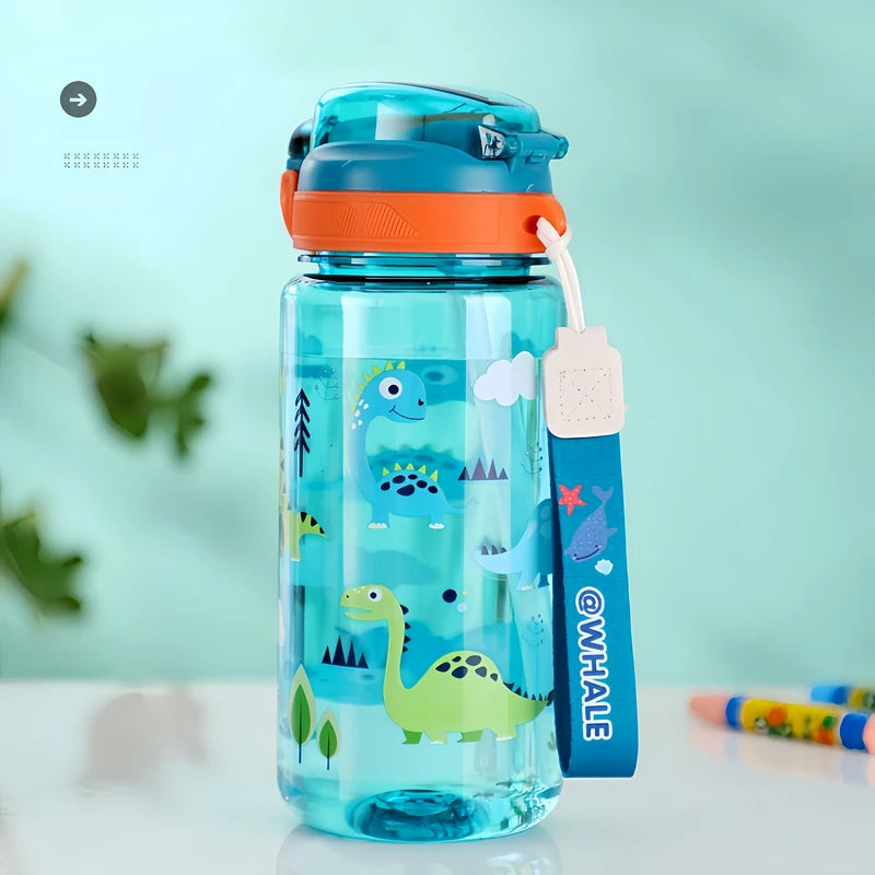 600ml Kids Water Bottle with Silicone Straw Leakproof Portable Sippy Cup for Summer