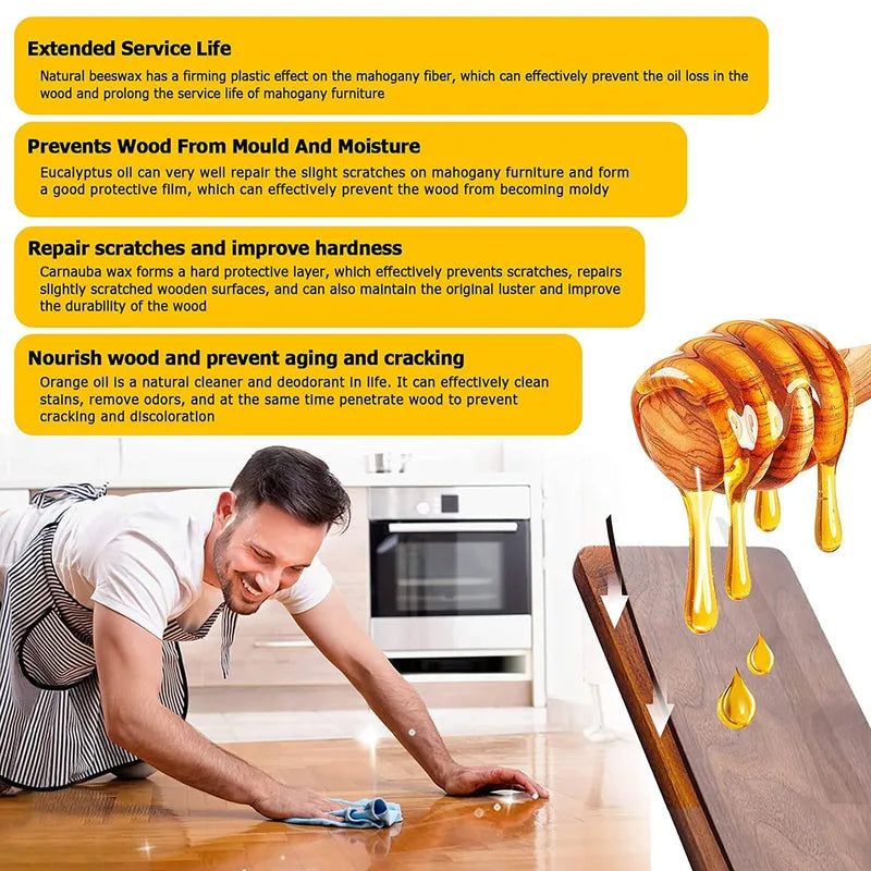 Beeswax Furniture Polish and Wood Floor Cleaner - Natural Wax for Furniture Care