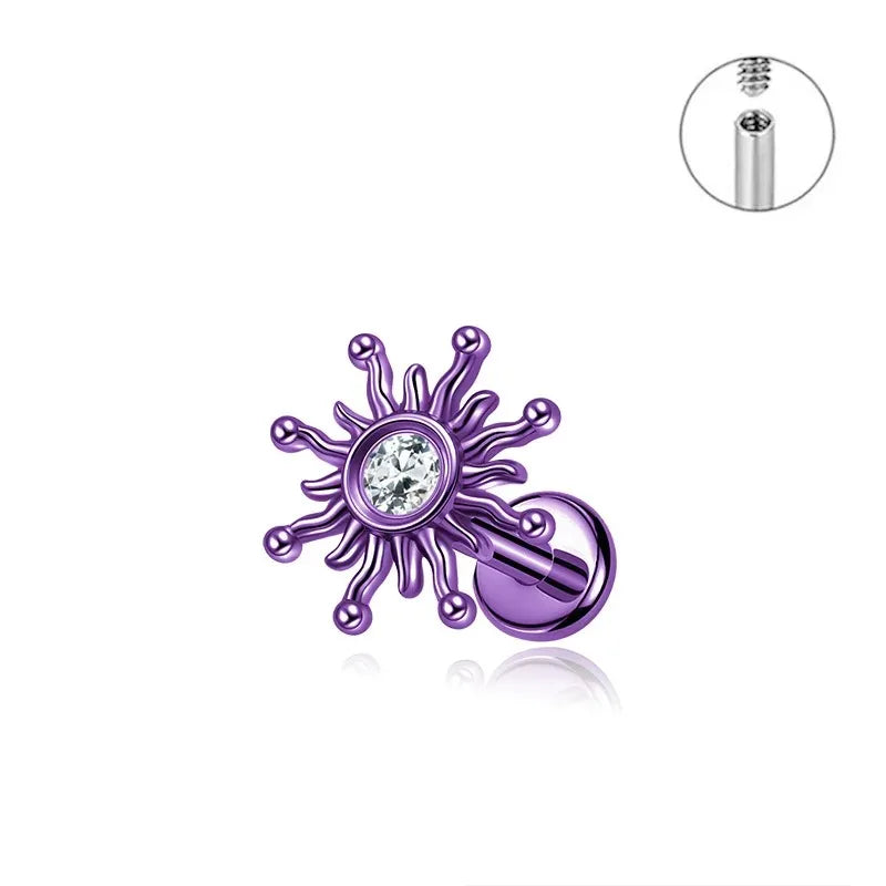 Titanium Cartilage & Lip Ring Set with Color Variants and Main Stone Options