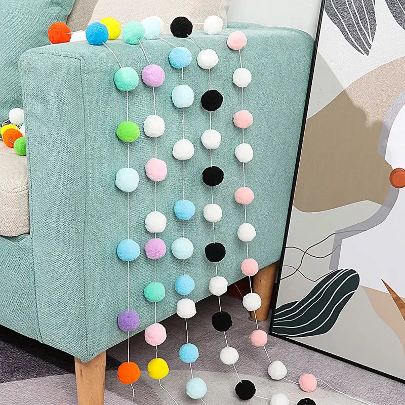 Colorful Felt Ball Pendant Garland 2.5m Nursery Room Decor DIY Hanging String