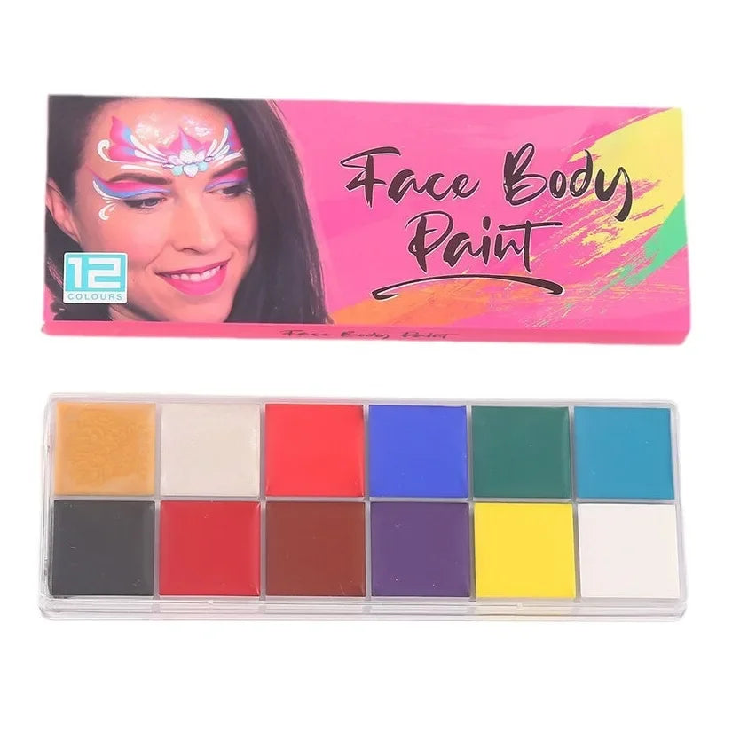 20-Color Professional Face & Body Paint Palette - Long-Lasting, Waterproof, Halloween & Cosplay Makeup