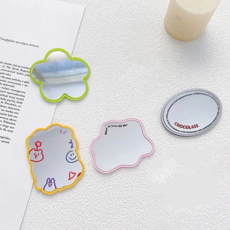 3D Cute Cartoon Makeup Mirror Ring Grip Phone Holder Stand - Universal Compatibility