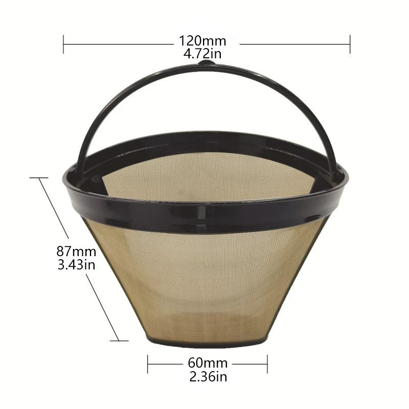Stainless Steel Cone Shape Reusable Coffee Filter Mesh Basket - Fits 4# Coffee Makers
