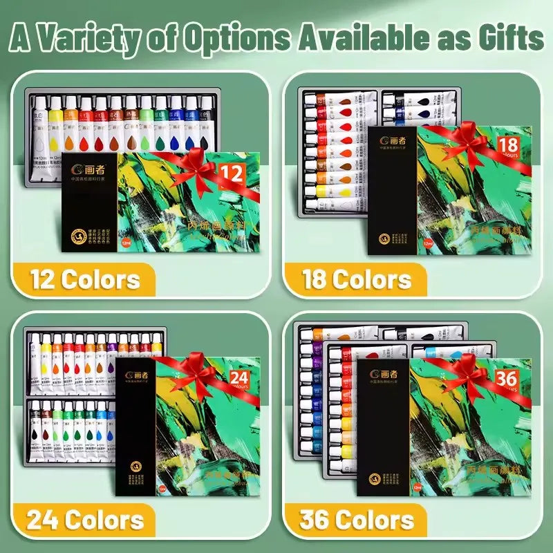 Acrylic Paint Set 12ml Versatile Colors for Paper Wood Canvas Rock Ceramics Clothing