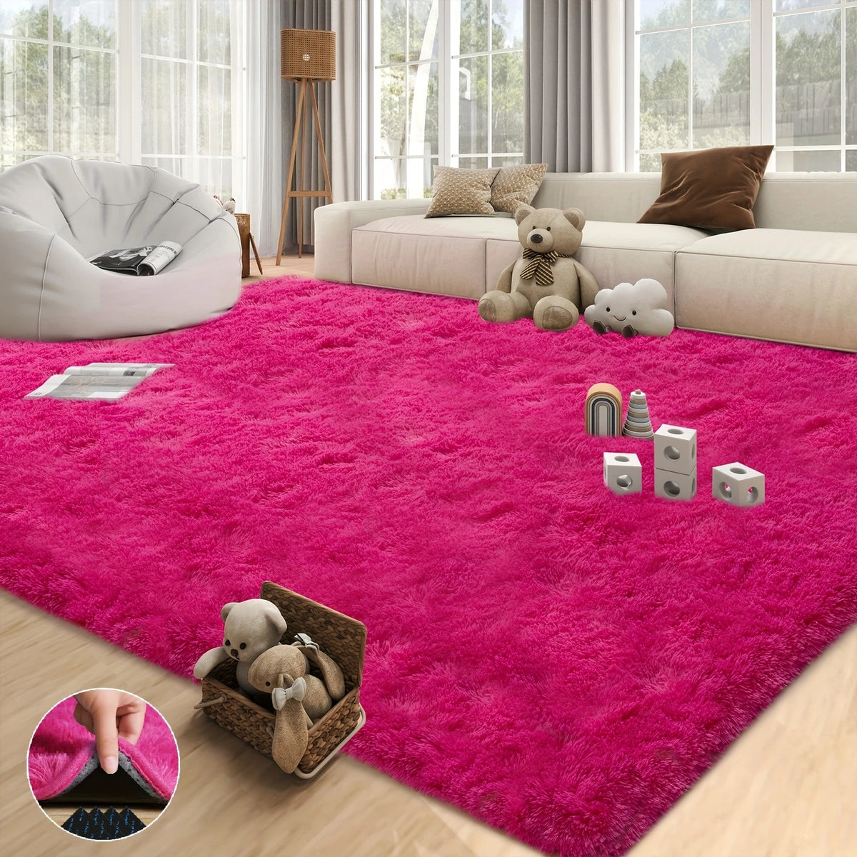 Luxury Plush Non-Slip Shaggy Rug for Living Room & Bedroom – Multiple Sizes