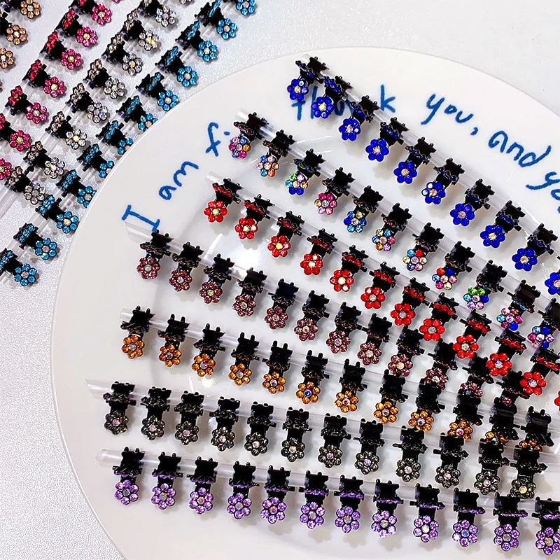 12pcs Colorful Glitter Flower No-Slip Metal Hair Claws for Girls