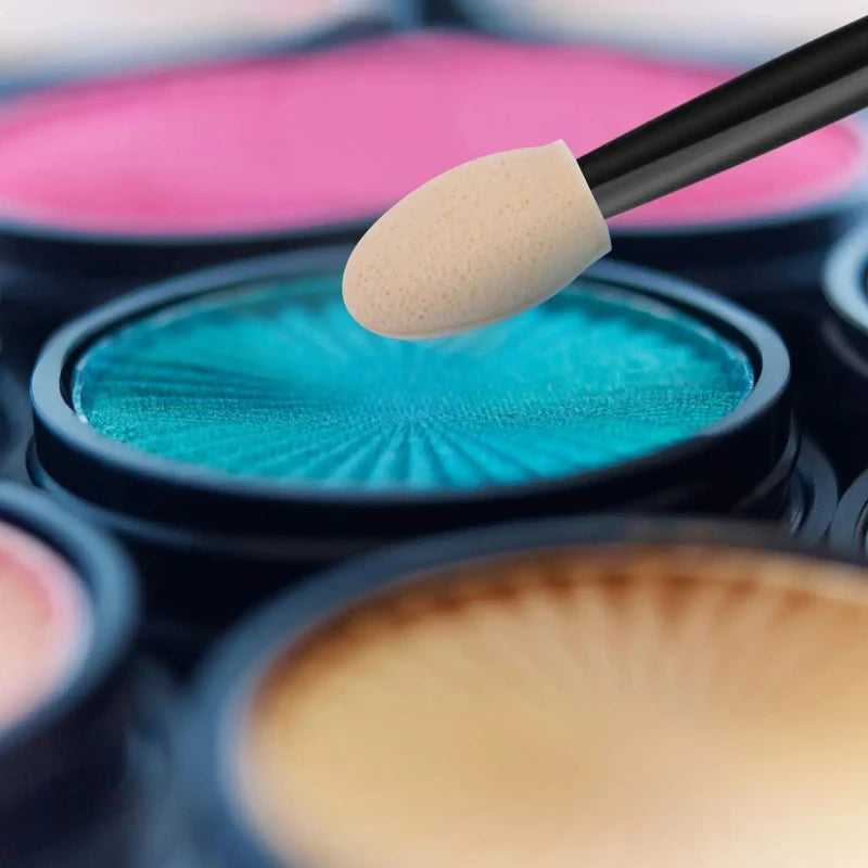 Disposable Dual-Side Eye Shadow Sponge Applicators with Container - Makeup Brushes Set