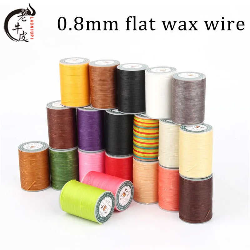 Leather Sewing Thread Flat Waxed 0.8mm for Handmade Leather Goods - Multiple Colors