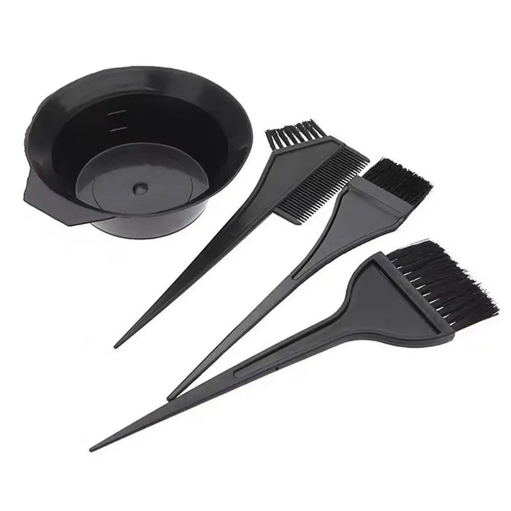 4-Piece Hair Dyeing Brush Set with Bowls and Comb Applicator for Salon & Home Use