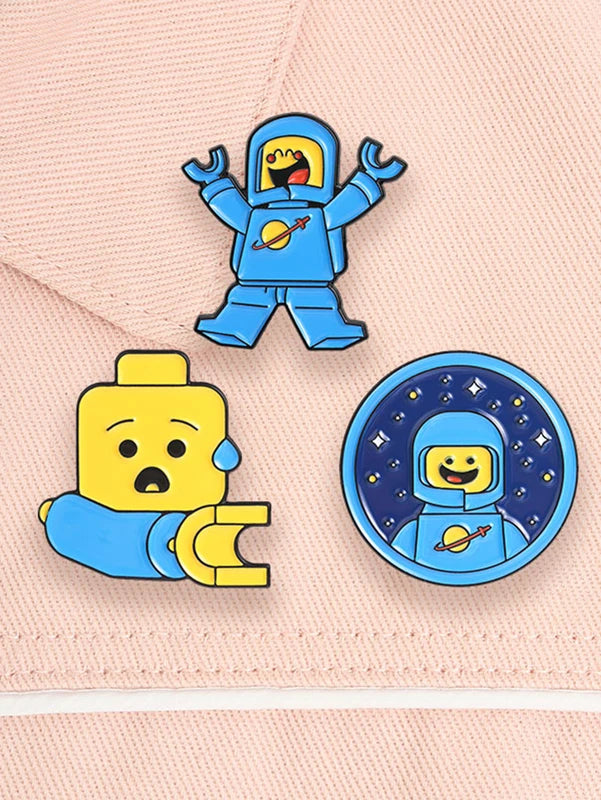 Cartoon Robot Enamel Pins - Fun Brooches for Bags, Clothing, Gifts