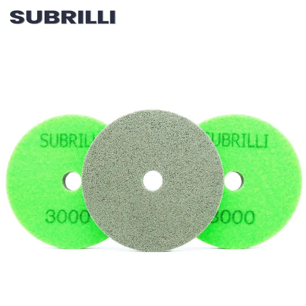 3PCS 4-Inch Diamond Sponge Polishing Pads for Marble Concrete Floor Buffing