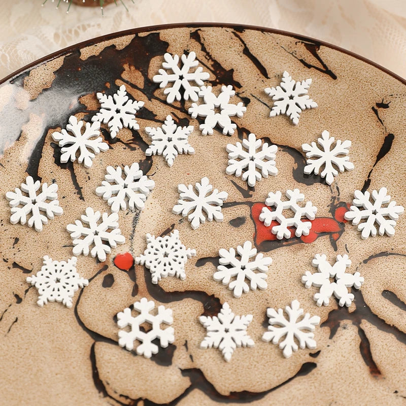 Wooden Snowflakes Christmas Ornaments DIY Craft Decor Set - 50 or 100 pcs