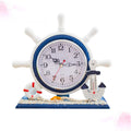 Nautical Style Rudder Shape Desk Clock with Thermometer - Silent Ocean Decor
