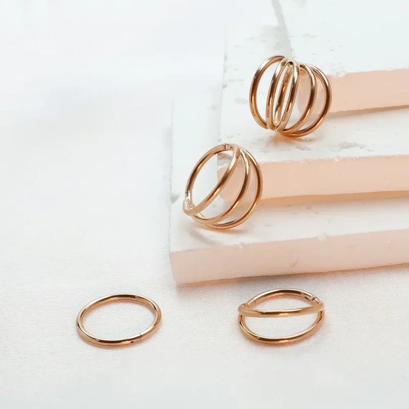 Titanium Septum Piercing Clicker Nose Ring Hoop Cartilage Earring - 6/8/10/12mm