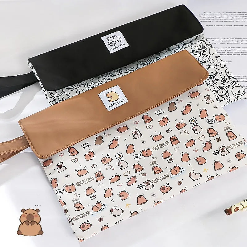 Large Capacity Student File Bag Stationery Organizer with Zipper & Double Layers